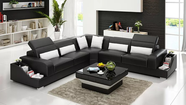 Design Möbel Ecksofa Wohnzimmer Eckcouch Lederpolster Couch Sofa