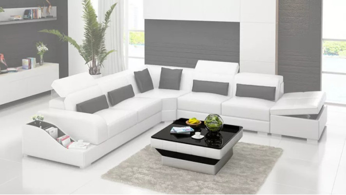 Design Möbel Ecksofa Wohnzimmer Eckcouch Lederpolster Couch Sofa