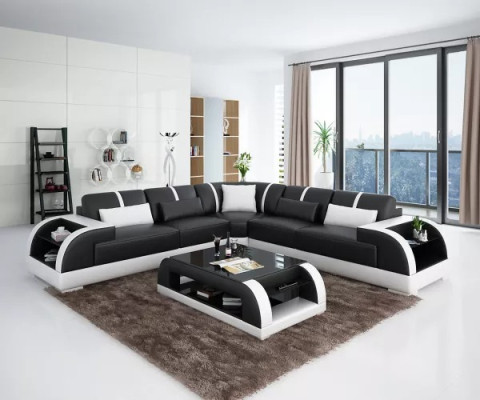 Design Sofa Möbel Eckcouch Ecksofa Wohnzimmer Lederpolster Couch