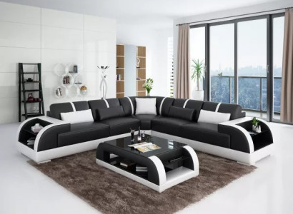 Design Sofa Möbel Eckcouch Ecksofa Wohnzimmer Lederpolster Couch