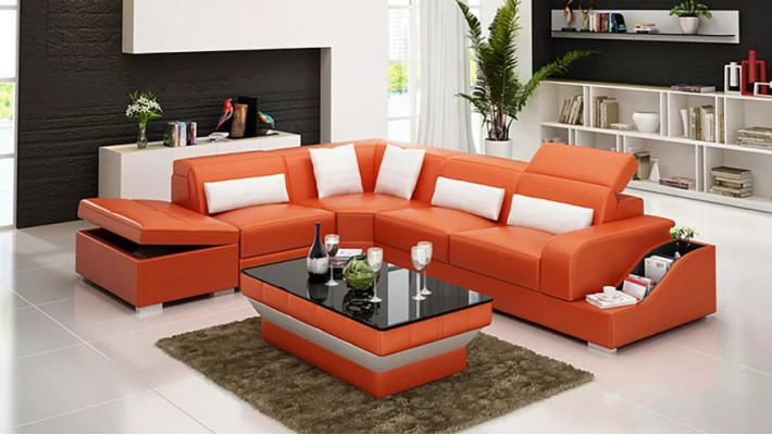 Design Moderne Eckcouch Ecksofa Wohnzimmer Lederpolster Couch Sofa
