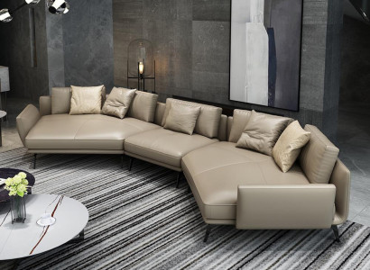 Modernes Sofa Ecksofa U-Form Polstermöbel Wohnzimmer Ledersofa Ecksofa