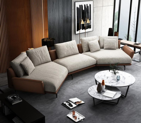 Modernes Sofa Ecksofa U-Form Polstermöbel Wohnzimmer Ledersofa Ecksofa
