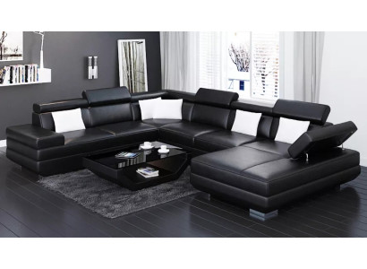 Sofa wohnzimmer Leder xxl couch polster landschaft moderne designer