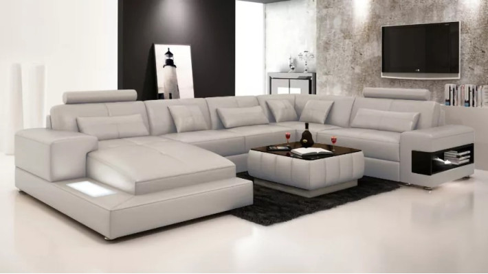 Ecksofa Couch Polster Wohnlandschaft Sofa 2tlg. Set Couchtisch Eck Garnitur