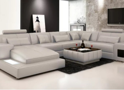 Ecksofa Couch Polster Wohnlandschaft Sofa 2tlg. Set Couchtisch Eck Garnitur