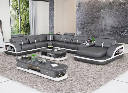 Wohnzimmer Leder xxl couch sofa polster landschaft moderne designer