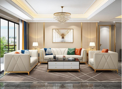 Medusa Edelstahl Leder Sofagarnitur Couch Wohnzimmer Möbel 4tlg Set