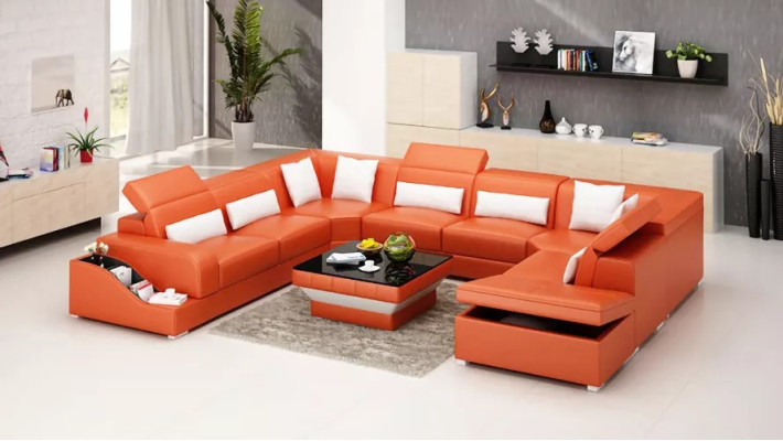 Wohnzimmer Leder xxl couch sofa landschaft moderne designer eckpolster