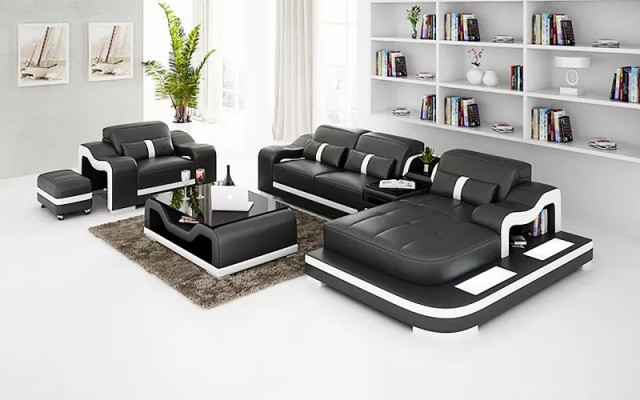 Modernes Sofa Ecksofa L Form Deko Sessel Couchtisch Hocker Ecksofa Polster