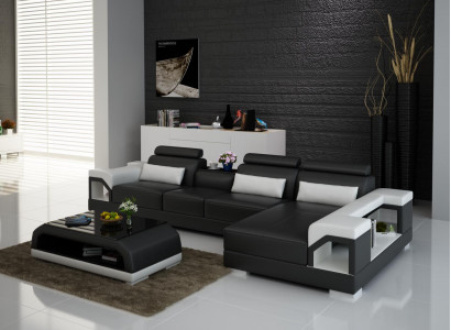 Couch Ecksofa Leder Wohnlandschaft Garnitur Design Modern Sofa L-Form mit USB