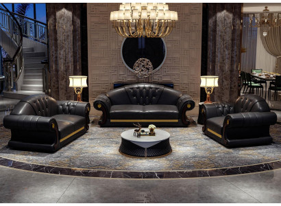 Chesterfield Sofagarnitur Komplett Set Sofa 6tlg Sitzpolster Beistelltisch Tisch