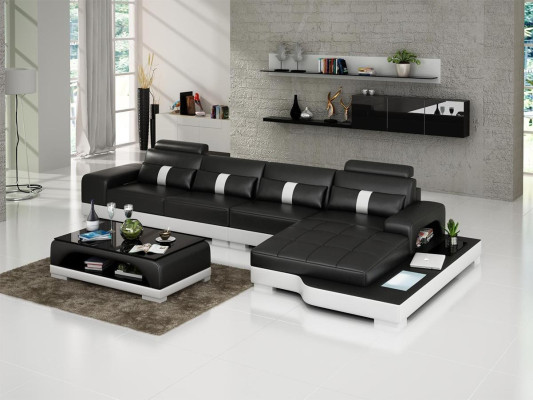 Ledersofa L-Form Couch Wohnlandschaft Ecksofa Garnitur Design Modern Sofa usb Neu