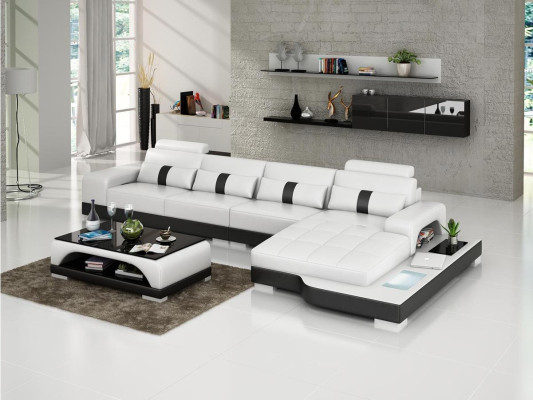 Ledersofa L-Form Couch Wohnlandschaft Ecksofa Garnitur Design Modern Sofa usb Neu