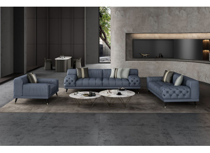 Luxus moderne Sofas Sitzgarnitur 321 Sitzer Sofas Polster Chesterfield Leder Neu