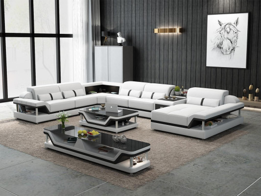 Sofa mit USB Designer Wohnlandschaft U-Form Couch Ecksofa Polster Garnitur Neu