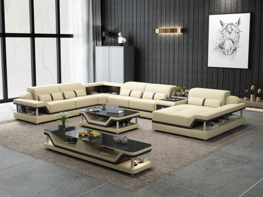 Sofa mit USB Designer Wohnlandschaft U-Form Couch Ecksofa Polster Garnitur Neu