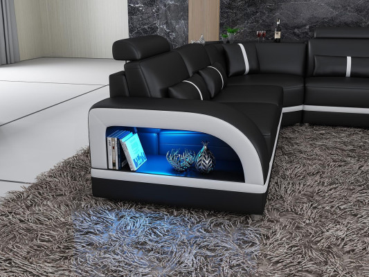 Eckgarnitur Ledersofa Design Ecksofa Luxus Wohnlandschaft led sofa couch Polster