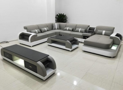 Ecksofa couch sofa led garnitur wohnlandschaft polster garnitur usb beleuchtet