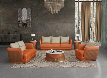 Ledersofa Couch Wohnlandschaft 3 2 1 Sitzer Garnitur Design Modern Sofa Couchen