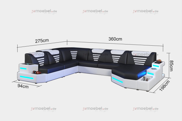 Design Modern Sofa Couch Ecksofa U-Form Ledercouch Wohnlandschaft Ecksofa