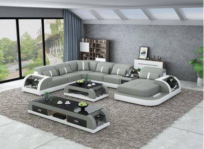 Wohnlandschaft U Form Ecksofa Couchtisch Sideboard Design Wohnlandschaft 3tlg.