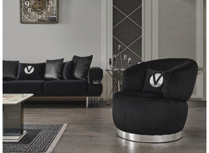 Schwarzer Sessel 1sitz textil wohnzimmer luxus neues design sessel sessel modern