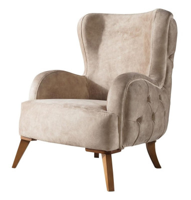 Textil Polster Sessel Couch Sofa Sitz Luxus Bunte Relax Beige Chesterfield Neu