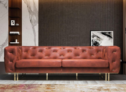 Chesterfield Textil Stoff Sofa Edles Design Klassische Möbel braun 3 Sitz