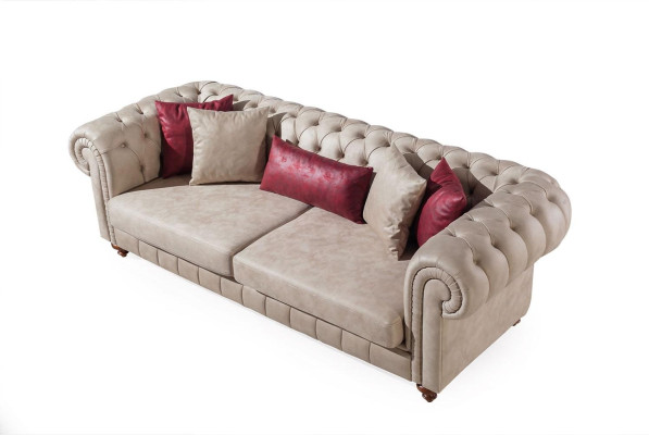 Chesterfield Sofa Couch Garnitur Sitzgruppe Polster Wohnzimmer Set 3+3+1