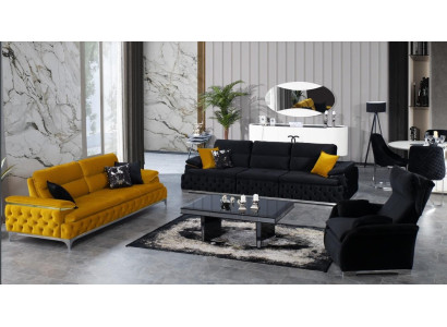 Sofagarnitur 3+3+1 Sitzer Sofa Couch Polster Garnitur Couchen Stoff