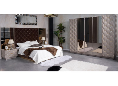 Doppelbett 2 Nachttische Kleiderschrank Schlafzimmermöbel Set 4tlg.