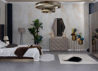 Schlafzimmer Bett Nachttisch Kleiderschrank Kommode Spiegel 6tlg