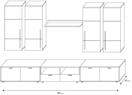 Hochglanz Wohnwand Schrankwand Wohnzimmer Schrank Vitrine Sideboard