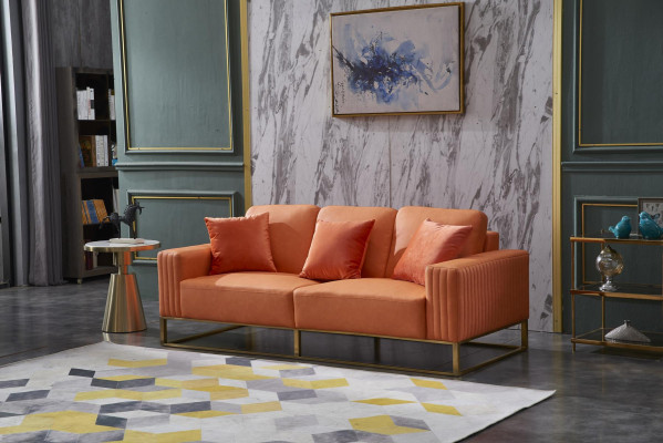 Dreisitzer Couch Polster Leder Sofa 3 Sitzer Couchen Holz Modern Stil Sofas