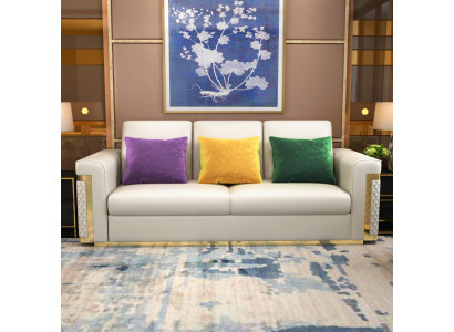 Design Polster Luxus Sitz Sofa Couch Textil Sofa 3 Sitzer Kunstleder Dreisitzer !