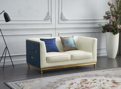 Sofa Couch Design Polster Modern Grau Kunstleder Sofas 2 Sitzer Zweisitzer