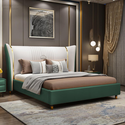 Designer Polster Doppelbett Betten Bett Schlafzimmer Textil Ehebett Leder
