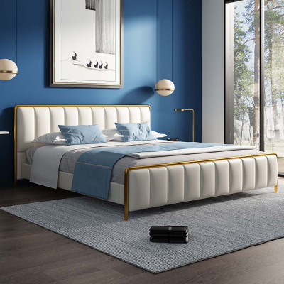 Design Doppelbett Lederbett Betten Bett Leder Schlafzimmer Polster Ehe 180x200