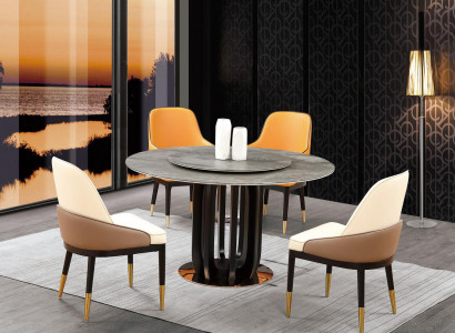 Runder Tisch Luxus Rund Tische Esszimmer Möbel Säulen Fuß Stein Optik