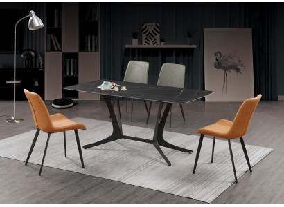 Esszimmer Luxus Tisch Säulen Tische Gruppe 5tlg. Set Garnitur Lehnstuhl