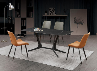 Esszimmer Luxus Tisch Säulen Tische Gruppe 5tlg. Set Garnitur Lehnstuhl