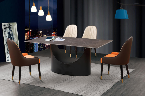 Luxus Tisch Esstisch Säulen Fuß Marmor Optik Esszimmer Möbel