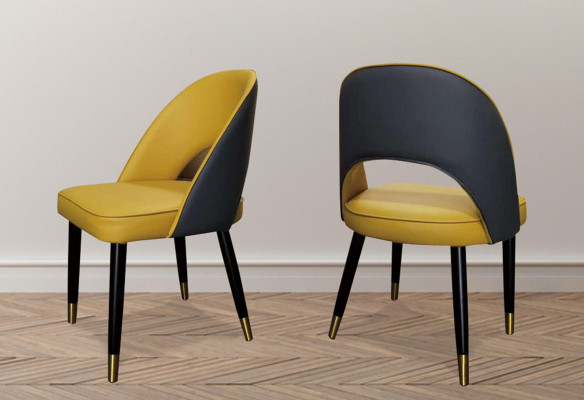 Sessel Stuhl 1x Esszimmer Fernseh Sitz Moderner Polsterstuhl Gelber