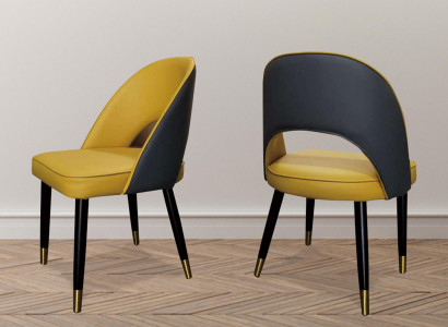 Sessel Stuhl 1x Esszimmer Fernseh Sitz Moderner Polsterstuhl Gelber