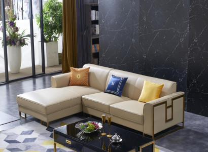 Luxus Design Eck Sofa Couch Polster Sitz Leder Garnitur Wohn Landschaft Italien