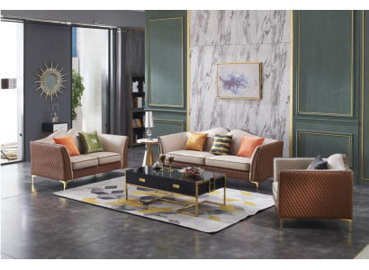 Sofagarnitur 3+2 Sitzer Klassische Garnituren Sofas Leder Couchen Polster