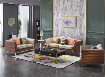 Sofagarnitur 3+2 Sitzer Klassische Garnituren Sofas Leder Couchen Polster