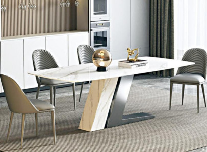 Ess Tisch Marmor Bonzen Tische Wohn Zimmer Italien Luxus Designer Edelstahl Neu