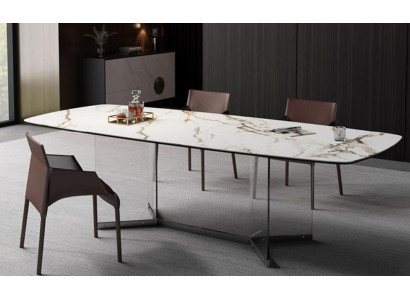 Esszimmer Wohnzimmer Design Luxus Modern Tische Edelstahlbeine Marmo Imitat Neu